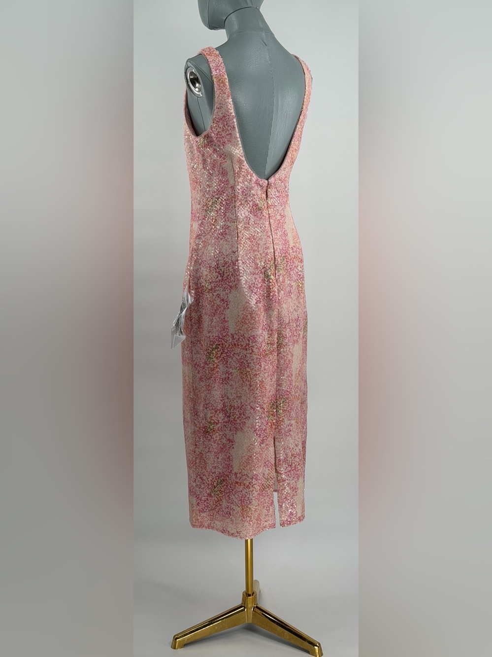 🆕 DRESS THE POPULATION 🧿 NWOT Leo Abstract Floral Sequin Dress, Fuchsia - Sz M - Picture 7 of 14